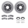 WGVH1-48028 Rear Brake Disc and Pad Kit, Silver zinc-plated, Cross-drilled and Slotted, 356 mm, R1 eLINE Silver Rotors with Performance Off-Road/Tow Pads Series