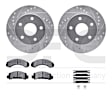 WGVH1-54017 Front Brake Disc and Pad Kit, Silver zinc-plated, Cross-drilled and Slotted, 279 mm, AWD, R1 eLINE Silver Rotors with Performance Off-Road/Tow Pads Series
