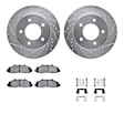WGVH1-54035 Front Brake Disc and Pad Kit, Silver zinc-plated, Cross-drilled and Slotted, 323 mm, 4WD, R1 eLINE Silver Rotors with Performance Off-Road/Tow Pads Series