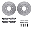 WGVH1-54038 Front Brake Disc and Pad Kit, Silver zinc-plated, Cross-drilled and Slotted, 305 mm, 4WD, R1 eLINE Silver Rotors with Performance Off-Road/Tow Pads Series