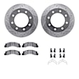WGVH1-54043 Front Brake Disc and Pad Kit, Silver zinc-plated, Cross-drilled and Slotted, 356 mm, 4WD, R1 eLINE Silver Rotors with Performance Off-Road/Tow Pads Series