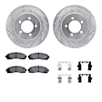 WGVH1-54067 Front Brake Disc and Pad Kit, Silver zinc-plated, Cross-drilled and Slotted, 323 mm, R1 eLINE Silver Rotors with Performance Off-Road/Tow Pads Series