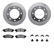 WGVH1-54083 Rear Brake Disc and Pad Kit, Silver zinc-plated, Cross-drilled and Slotted, 356 mm, R1 eLINE Silver Rotors with Performance Off-Road/Tow Pads Series