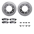 WGVH1-54085 Rear Brake Disc and Pad Kit, Silver zinc-plated, Cross-drilled and Slotted, 356 mm, R1 eLINE Silver Rotors with Performance Off-Road/Tow Pads Series