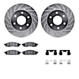 WGVH1-67002 Front Brake Disc and Pad Kit, Silver zinc-plated, Cross-drilled and Slotted, 330 mm, R1 eLINE Silver Rotors with Performance Off-Road/Tow Pads Series
