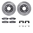 WGVH1-67003 Front Brake Disc and Pad Kit, Silver zinc-plated, Cross-drilled and Slotted, 320 mm, R1 eLINE Silver Rotors with Performance Off-Road/Tow Pads Series