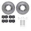 WGVH1-76017 Front Brake Disc and Pad Kit, Silver zinc-plated, Cross-drilled and Slotted, 343 mm, R1 eLINE Silver Rotors with Performance Off-Road/Tow Pads Series