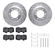 WGVH1-76022 Front Brake Disc and Pad Kit, Silver zinc-plated, Cross-drilled and Slotted, 338 mm, R1 eLINE Silver Rotors with Performance Off-Road/Tow Pads Series