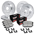WGVH2-42019 Front and Rear Brake Disc and Pad Kit, Silver zinc-plated, Cross-drilled and Slotted, Front - 330 mm, Rear - 328 mm, R1 eLINE Silver Rotors with Performance Off-Road/Tow Pads Series