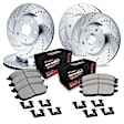 WGVH2-48002 Front and Rear Brake Disc and Pad Kit, Silver zinc-plated, Cross-drilled and Slotted, Front - 279 mm, Rear - 305 mm, R1 eLINE Silver Rotors with Performance Off-Road/Tow Pads Series