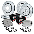 WGVH2-54033 Front and Rear Brake Disc and Pad Kit, Silver zinc-plated, Cross-drilled and Slotted, Front - 343 mm, Rear - 366 mm, 4WD, R1 eLINE Silver Rotors with Performance Off-Road/Tow Pads Series
