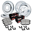 WGVH2-67001 Front and Rear Brake Disc and Pad Kit, Silver zinc-plated, Cross-drilled and Slotted, 330 mm, R1 eLINE Silver Rotors with Performance Off-Road/Tow Pads Series