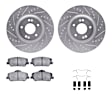 WGWH1-03063 Front Brake Disc and Pad Kit, Silver zinc-plated, Cross-drilled and Slotted, 330 mm, Ceramic, R1 eLINE Silver Rotors with Ceramic Pads Series