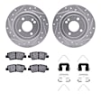 WGWH1-03081 Rear Brake Disc and Pad Kit, Silver zinc-plated, Cross-drilled and Slotted, 262 mm, Ceramic, R1 eLINE Silver Rotors with Ceramic Pads Series
