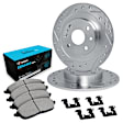 WGWH1-07005 Rear Brake Disc and Pad Kit, Cross-drilled and Slotted Ceramic R1 eLINE Silver Rotors with Ceramic Pads Series