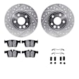 WGWH1-11027 Rear Brake Disc and Pad Kit, Silver zinc-plated, Cross-drilled and Slotted, 305 mm, Ceramic, R1 eLINE Silver Rotors with Ceramic Pads Series