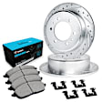 WGWH1-16002 Rear Brake Disc and Pad Kit, Silver zinc-plated, Cross-drilled and Slotted, 249 mm, Ceramic, R1 eLINE Silver Rotors with Ceramic Pads Series