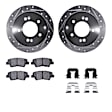 WGWH1-21028 Rear Brake Disc and Pad Kit, Silver zinc-plated, Cross-drilled and Slotted, 267 mm, Ceramic, R1 eLINE Silver Rotors with Ceramic Pads Series