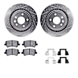 WGWH1-27063 Rear Brake Disc and Pad Kit, Silver zinc-plated, Cross-drilled and Slotted, 302 mm, Ceramic, R1 eLINE Silver Rotors with Ceramic Pads Series
