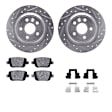WGWH1-27069 Rear Brake Disc and Pad Kit, Silver zinc-plated, Cross-drilled and Slotted, 302 mm, Ceramic, R1 eLINE Silver Rotors with Ceramic Pads Series