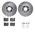 WGWH1-31112 Front Brake Disc and Pad Kit, Silver zinc-plated, Cross-drilled and Slotted, 356 mm, Ceramic, R1 eLINE Silver Rotors with Ceramic Pads Series
