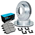 WGWH1-40013 Front Brake Disc and Pad Kit, Silver zinc-plated, Cross-drilled and Slotted, 330 mm, Ceramic, R1 eLINE Silver Rotors with Ceramic Pads Series
