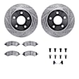WGWH1-40090 Front Brake Disc and Pad Kit, Silver zinc-plated, Cross-drilled and Slotted, 351 mm, Ceramic, R1 eLINE Silver Rotors with Ceramic Pads Series