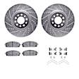 WGWH1-42048 Front Brake Disc and Pad Kit, Silver zinc-plated, Cross-drilled and Slotted, 330 mm, Ceramic, R1 eLINE Silver Rotors with Ceramic Pads Series