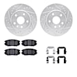 WGWH1-45021 Front Brake Disc and Pad Kit, Silver zinc-plated, Cross-drilled and Slotted, 297 mm, Ceramic, R1 eLINE Silver Rotors with Ceramic Pads Series