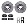 WGWH1-45022 Front Brake Disc and Pad Kit, Silver zinc-plated, Cross-drilled and Slotted, 345 mm, Ceramic, R1 eLINE Silver Rotors with Ceramic Pads Series