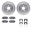 WGWH1-46056 Rear Brake Disc and Pad Kit, Silver zinc-plated, Cross-drilled and Slotted, 328 mm, Ceramic, R1 eLINE Silver Rotors with Ceramic Pads Series