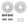 WGWH1-47017 Rear Brake Disc and Pad Kit, Cross-drilled and Slotted Ceramic R1 eLINE Silver Rotors with Ceramic Pads Series