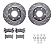 WGWH1-48016 Rear Brake Disc and Pad Kit, Cross-drilled and Slotted Ceramic R1 eLINE Silver Rotors with Ceramic Pads Series
