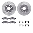 WGWH1-48061 Front Brake Disc and Pad Kit, Silver zinc-plated, Cross-drilled and Slotted, 325 mm, Ceramic, R1 eLINE Silver Rotors with Ceramic Pads Series