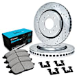 WGWH1-48061 Front Brake Disc and Pad Kit, Silver zinc-plated, Cross-drilled and Slotted, 325 mm, Ceramic, R1 eLINE Silver Rotors with Ceramic Pads Series