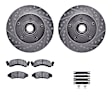 WGWH1-54050 Front Brake Disc and Pad Kit, Silver zinc-plated, Cross-drilled and Slotted, 310 mm, Ceramic, R1 eLINE Silver Rotors with Ceramic Pads Series