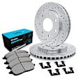 WGWH1-54118 Front Brake Disc and Pad Kit, Silver zinc-plated, Cross-drilled and Slotted, 356 mm, Ceramic, RWD, R1 eLINE Silver Rotors with Ceramic Pads Series