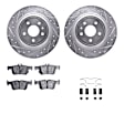 WGWH1-54220 Rear Brake Disc and Pad Kit, Silver zinc-plated, Cross-drilled and Slotted, 330 mm, Ceramic, R1 eLINE Silver Rotors with Ceramic Pads Series
