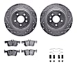 WGWH1-54220 Rear Brake Disc and Pad Kit, Silver zinc-plated, Cross-drilled and Slotted, 330 mm, Ceramic, R1 eLINE Silver Rotors with Ceramic Pads Series
