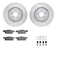 WGWH1-55010 Front Brake Disc and Pad Kit, Silver zinc-plated, Cross-drilled and Slotted, 368 mm, Ceramic, R1 eLINE Silver Rotors with Ceramic Pads Series