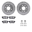 WGWH1-59028 Rear Brake Disc and Pad Kit, Silver zinc-plated, Cross-drilled and Slotted, 267 mm, Ceramic, R1 eLINE Silver Rotors with Ceramic Pads Series