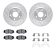 WGWH1-59066 Front Brake Disc and Pad Kit, Silver zinc-plated, Cross-drilled and Slotted, 282 mm, Ceramic, R1 eLINE Silver Rotors with Ceramic Pads Series