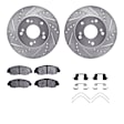 WGWH1-59091 Front Brake Disc and Pad Kit, Silver zinc-plated, Cross-drilled and Slotted, 267 mm, Ceramic, R1 eLINE Silver Rotors with Ceramic Pads Series