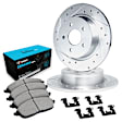 WGWH1-63029 Rear Brake Disc and Pad Kit, Silver zinc-plated, Cross-drilled and Slotted, 279 mm, Ceramic, R1 eLINE Silver Rotors with Ceramic Pads Series