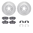 WGWH1-63133 Rear Brake Disc and Pad Kit, Silver zinc-plated, Cross-drilled and Slotted, 330 mm, Ceramic, R1 eLINE Silver Rotors with Ceramic Pads Series