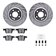 WGWH1-63141 Rear Brake Disc and Pad Kit, Silver zinc-plated, Cross-drilled and Slotted, 305 mm, Ceramic, R1 eLINE Silver Rotors with Ceramic Pads Series