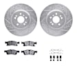 WGWH1-63147 Front Brake Disc and Pad Kit, Silver zinc-plated, Cross-drilled and Slotted, 330 mm, Ceramic, R1 eLINE Silver Rotors with Ceramic Pads Series
