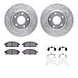 WGWH1-67079 Front Brake Disc and Pad Kit, Silver zinc-plated, Cross-drilled and Slotted, 305 mm, Ceramic, R1 eLINE Silver Rotors with Ceramic Pads Series