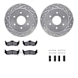 WGWH1-67106 Rear Brake Disc and Pad Kit, Silver zinc-plated, Cross-drilled and Slotted, 330 mm, Ceramic, R1 eLINE Silver Rotors with Ceramic Pads Series