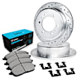 WGWH1-67106 Rear Brake Disc and Pad Kit, Silver zinc-plated, Cross-drilled and Slotted, 330 mm, Ceramic, R1 eLINE Silver Rotors with Ceramic Pads Series